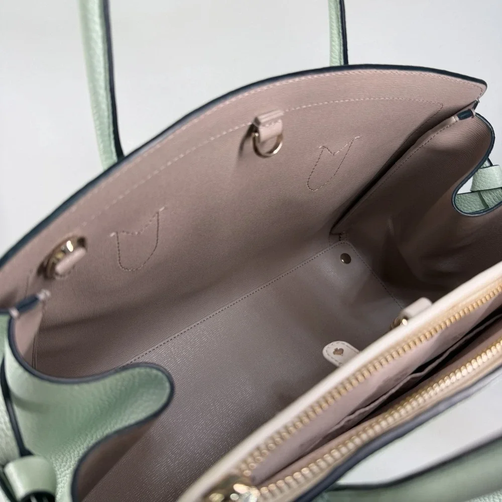 Kate Spade knott Leather Medium Satchel Crossbody Tote Mint Pistachio Pebbled